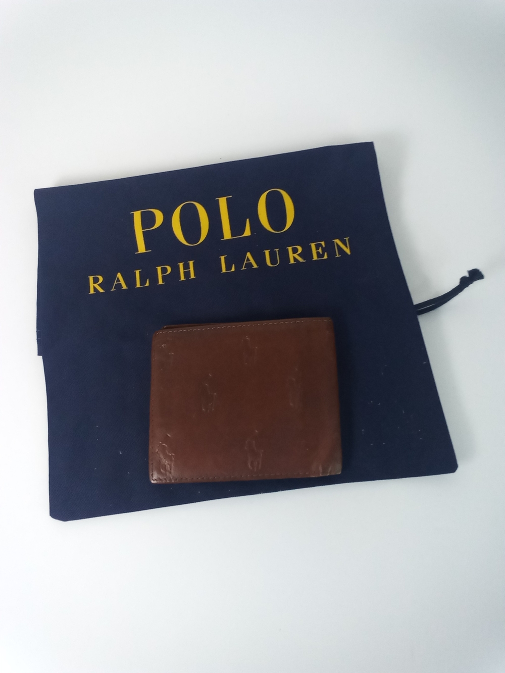 Polo Ralph Lauren Brown Leather Bi-fold Wallet Allover Pony